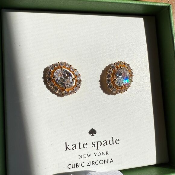 NWT Kate Spade Victoria Earring Studs Clear Cubic Zirconia - Picture 5 of 10